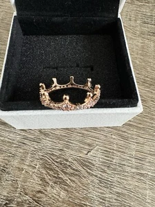 Authentic Pandora 14k Rose Gold Plated Pink Enchantment Crown Ring size 5 (50) - Picture 1 of 5