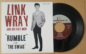 LINK WRAY - "RUMBLE" c/w "THE SWAG" - BLACK VINYL WITH PICTURE INSERT - HEAR IT - Bild 1 von 3