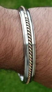 Sikh kara stainless steel twisted brass copper rope kada singh kaur bangle aa7 - Picture 1 of 10
