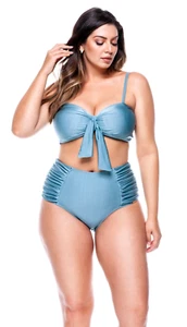 Plus Size Bikini with bow and Bulge, Adjustable Straps Uranus SIZE 4XL - LEHONA - Picture 1 of 3