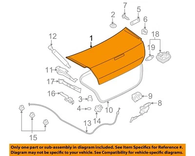 Used Deck Lid fits: 2004 Mitsubishi Galant w/spoiler Grade A Foto 1 de 3