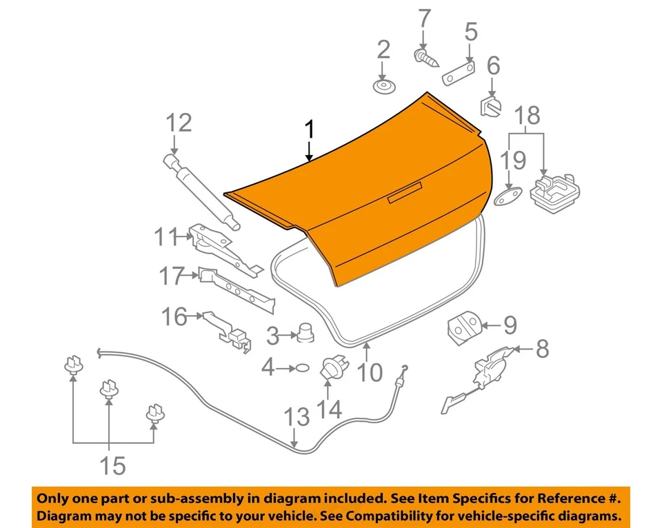 Used Deck Lid fits: 2005 Mitsubishi Galant w/o spoiler Grade A Foto 1 de 3