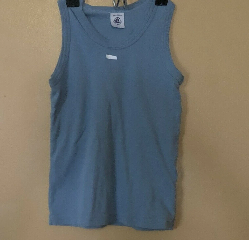 Camiseta sin mangas Petit Beteau para niño talla 6y cuello redondo azul sin mangas  Foto 1 de 4