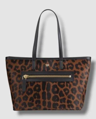 $2952 Tom Ford Mujer Marrón Piel de becerro Cuero Doble Asa Cartera Bolso de Mano Mediano Foto 1 de 4