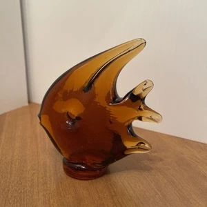 Art Glass Amber Angel Fish Paperweight Vintage St Thomas Glassmakers Nautical - Picture 1 of 9