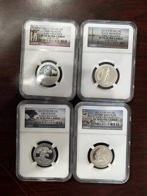 2013 S Lot of (4) Silver Quarters 25C NGC PF 70 Ultra Cameo Early Releases - Image 1 of 2