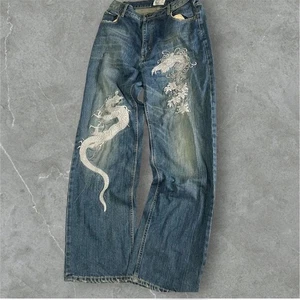 Karakuri Tamashii Dragon Wagara Embroidered Denim Jeans Dunkelblau W33. - Bild 1 von 8