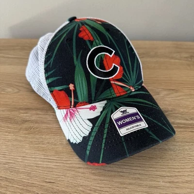 NWT Chicago Cubs Womens Floral Trucker Hat Fan Favorite Adjustable Mesh SnapBack - Image 1 of 4