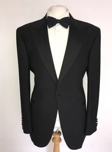 AQUASCUTUM - Mens BLACK WOOL DINNER SUIT - 46 Reg - W40 L30 - Classic Fit TUXEDO - Picture 1 of 13