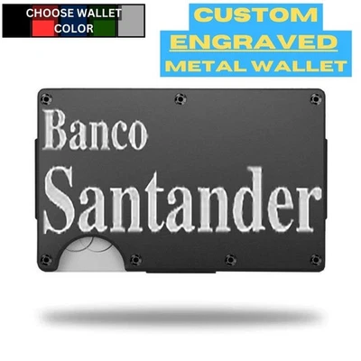 Custom BANCO SANTADER Laser Engraved Wallet - Pick A Wallet Color - Image 1 of 4