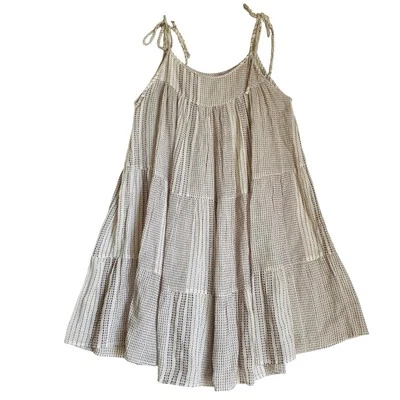 Mini Vestido Solero Elan M Blanco Rayas en Niveles Playa Informal Relajado Resort Hippie Foto 1 de 4