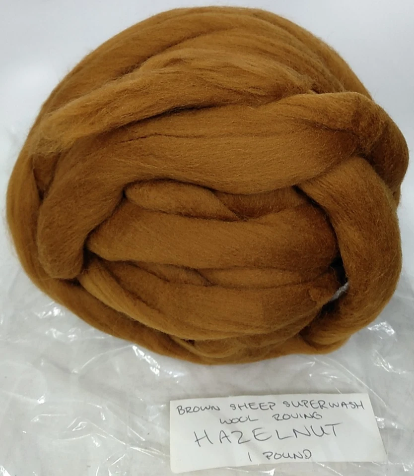 Sheep Super wash Fine Wool Roving Spinning Hand Dyed USA 1 lb Brown / Hazelnut - Image 1 of 3