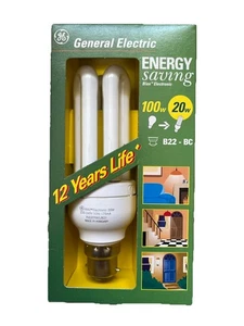 GENERAL ELECTRIC ENERGY SAVING TECH BULB B22 20W = 100W 1200LUMEN 2700K NEW - Picture 1 of 5