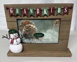 Marco de fotos de pie de madera muñeco de nieve cuadrado para nietos de San Nicolás U10 - Imagen 1 de 3