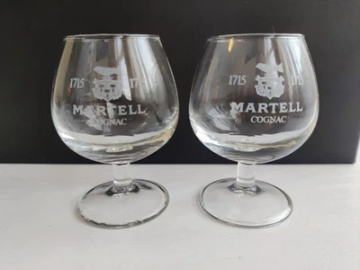 2x Martell Cognac Miniature Snifter Balloon Glasses, Etched Logo, France - Image 1 of 4