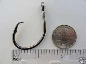24-100 Pezzi 4X Ganci a Cerchio Forte 7/0 Finitura Nichel Nero Ganci da Pesca - Foto 1 di 5
