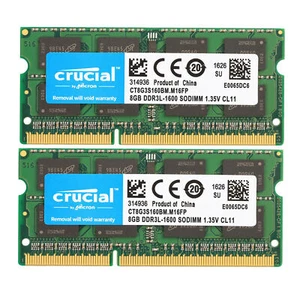 Crucial DDR3 16GB 1600 2x 8GB PC3-12800 Laptop SODIMM Memory RAM PC3L 16G DDR3L - Picture 1 of 9