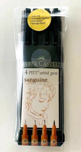 Faber-Castell India ink 4 Pitt Artist Pen Sanguine S F M B - Picture 1 of 2