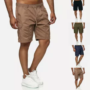 Herren Cargo Hose Bermuda Kurze Hosen Kordelzug Sportshorts Sommer Strand Shorts - Bild 1 von 19