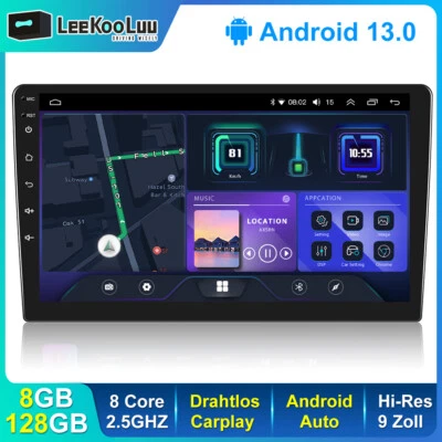 LEEKOOLUU Radio Coche 8G+128G 8 Núcleos 9" 2 Din Android 13.0 Pantalla QLED GPS DSP WIFI Hi-Res