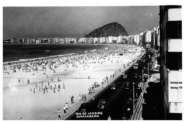 RPPC Aerial View COPACABANA Rio De Janeiro Brasil Coast Brazil Postcard 1960