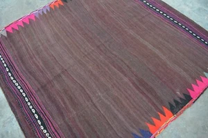 5 x 5.4 Feet. Vintage Handwoven Stunning Afghan Tribal Sufrah Square Kelim. - Picture 1 of 6