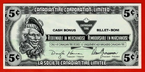 Canadian Tire Money CTC S11-B with Square '2' variety 5c VF Serial A9629501 Cover