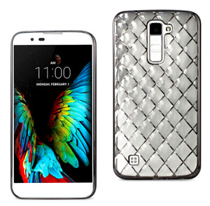LG K10 Flexible 3D Transparent Rhombus Pattern TPU Case with Shiny Frame (Clear)