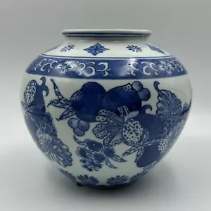 Vintage DeChang Taoci Ceramics Blue & White Flower Pattern Chinese Vase 10" - Picture 1 of 6