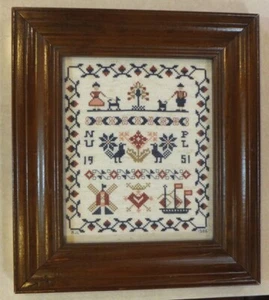 Framed Dutch Wedding CROSS STITCH SAMPLER Entry In Rockome Garden Show Arcola IL - Picture 1 of 6