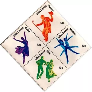 4 SELLOS DE DANZA AMERICANA: Ballet Tap Theater Folk Square Moderno, Bailarines Bailando - Imagen 1 de 2