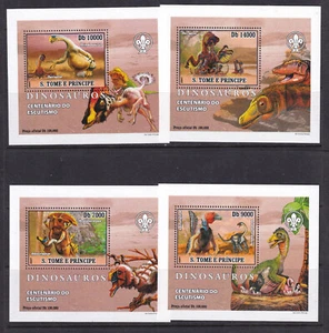 Sao Tome and Principe 2007 Dinosaurs Scouting 4 S/Sheets Deluxe Edition MNH - Picture 1 of 1