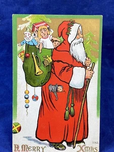C.1910 Christmas Postcard ~ Olde Timey Santa w/ Full Red Robe, R B Co. Boston - Picture 1 of 2