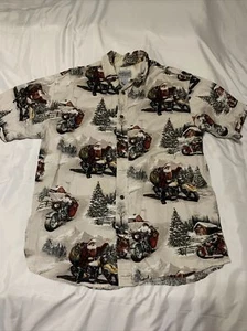 Windham Pointe Vintage Poloshirt Medium Santa All Over Print Motorradfahren - Bild 1 von 22