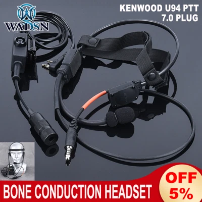 Tactical Wadsn MH180-V Bone Conduction Headphone Softair Headset U94Kenwood PPT - Image 1 of 4