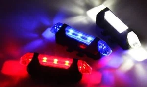 RECHARGEABLE Micro USB LED Handlebar FRAME Waterproof Flash Bike Head Tail Light - Picture 1 of 34