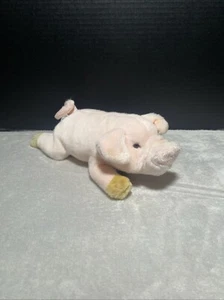 Yomiko Classics Yorkshire Schwein Plüsch rosa Ferkel liegend 12 Zoll L große Schnauze lockiger Schwanz - Bild 1 von 6