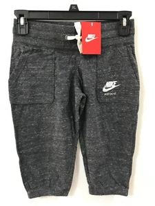 Nike Sportswear Girl's Size S Charcoal Heather Gym Vintage Knit Capris $40 NWT - Picture 1 of 6