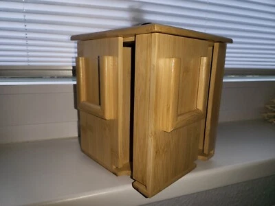 Teebox aus Bambusholz  Teebeutelspender 4 Fäche drehbar woe neu - Bild 1 von 4