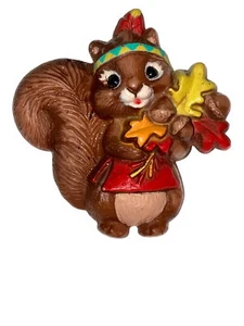 Hallmark Thanksgiving Brooch Pin Squirrel Carrying Fall Leaves, Autumn Colors - Picture 1 of 8