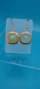 Ohrringe Sterlingsilber-Finish blau grün Kissenschliff Chalzedon - Bild 1 von 6