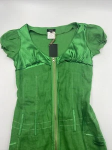 Just Cavalli Dress Women Green Cotton Silk Sleeveless Tunic Sheath Dress M. - Picture 1 of 8