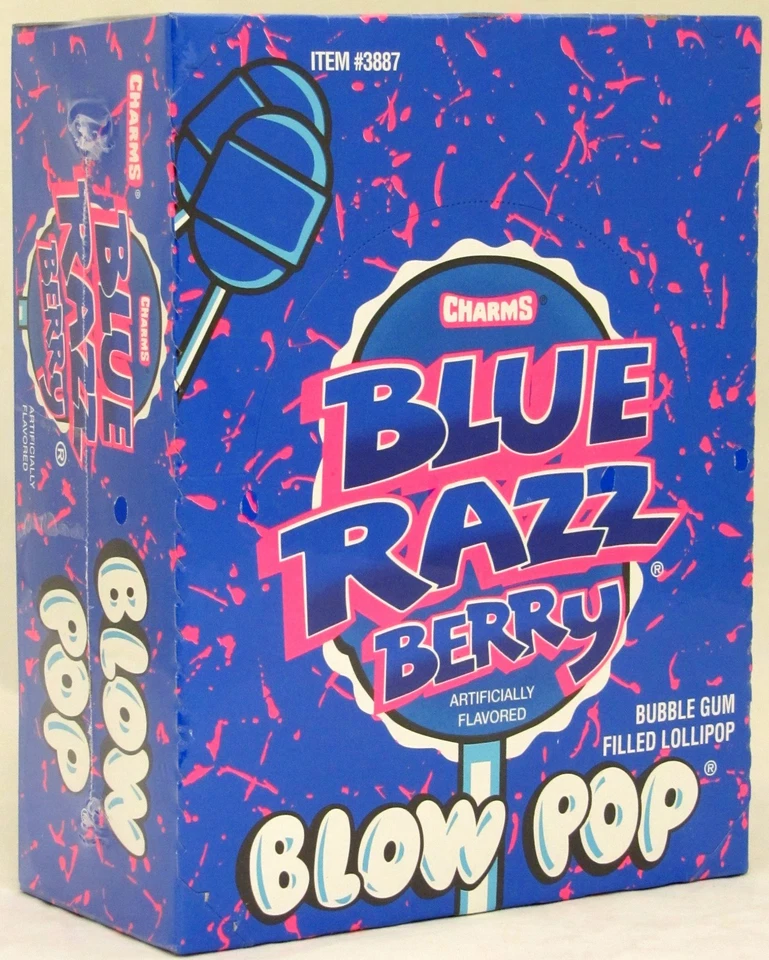 Charms Blue Razzberry Blow Pops Lollipops Quantity: 48