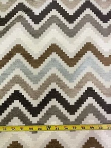 3,625 Yards Romo Marlow blau taupe creme Chevron Chenille Mehrzweckstoff - Bild 1 von 10