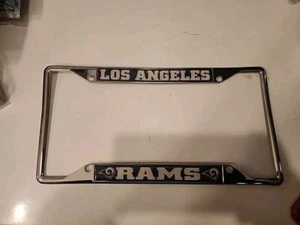 Fanmats NFL Los Angeles Rams Chrome with Blue Metal License Plate Frame - Picture 1 of 2