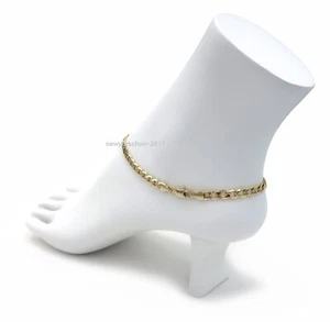 ITALIAN CUBAN LINK CHAIN ANKLET 5mm 10" ANKLE BRACELET 14K GOLD PLATED - Picture 1 of 5