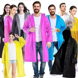 Raincoat Waterproof Poncho Reusable Plastic Adult Camping Festival Rain Coat - Picture 1 of 29