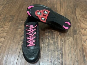 Tommaso Pista Aria Knit Womens Sz 11 /EUR 43 Black Cycling Shoes Pink Laces B#7 - Picture 1 of 8