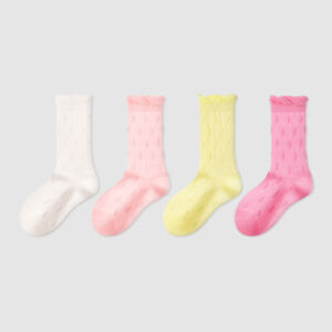 4 paires de chaussettes équipage fille enfant câble tricoté chaussettes à bulles chaussettes couleur bonbons pour enfants