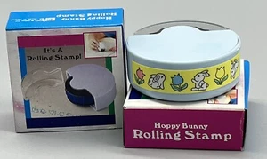 LOT OF 2 VINTAGE GIFTCO HOPPY BUNNY ROLLING RUBBER STAMPS EASTER SPRING NOS - Picture 1 of 1